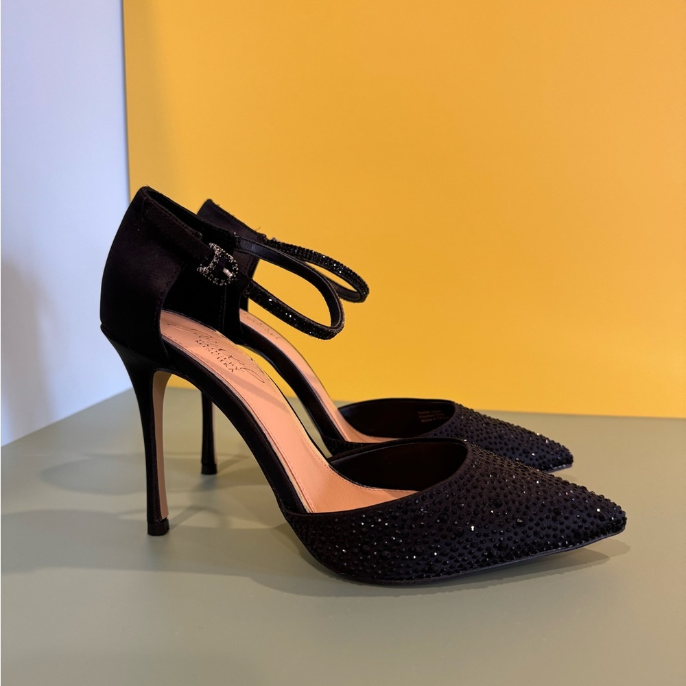 Jewel Badgley Mischka Black Stiletto Heels with Sparkling Toe